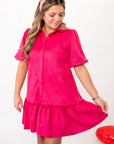 Berry Suede Puff Sleeve Mini Dress-Dresses-Fate-L. Mae Boutique & Wild Mabel Clothing