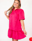 Berry Suede Puff Sleeve Mini Dress-Dresses-Fate-L. Mae Boutique & Wild Mabel Clothing