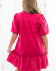 Berry Suede Puff Sleeve Mini Dress-Dresses-Fate-L. Mae Boutique & Wild Mabel Clothing