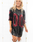 Black & GarnetÊSequin Jersey Dress-Dresses-WHY Dress-L. Mae Boutique & Wild Mabel Clothing