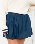 Blue Jean Baby Denim Bubble Hem Mini Skirt-Bottoms-Klesis-L. Mae Boutique & Wild Mabel Clothing