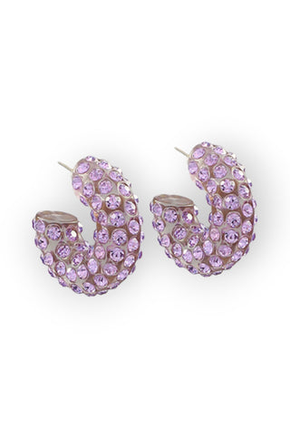 Boho Statement Purple Crystal Chunky Hoops-Golden Stella-L. Mae Boutique