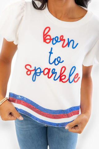 Born To Sparkle Red, White & Blue Sequin Top-Peach Love California-L. Mae Boutique