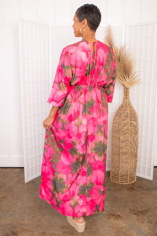 Botanic Visions Pink Floral Maxi Dress-TCEC-L. Mae Boutique