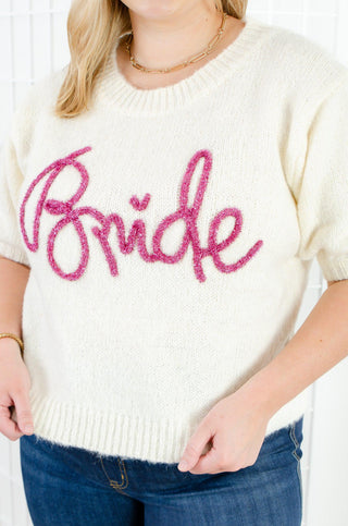 Bride Queen Sparkle Puff Sleeve Sweater-BiBi-L. Mae Boutique