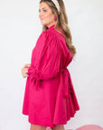 Bright and Berry Pink Pleated Sleeve Mini Dress-Dresses-Sincerely Ours-L. Mae Boutique & Wild Mabel Clothing
