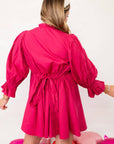 Bright and Berry Pink Pleated Sleeve Mini Dress-Dresses-Sincerely Ours-L. Mae Boutique & Wild Mabel Clothing
