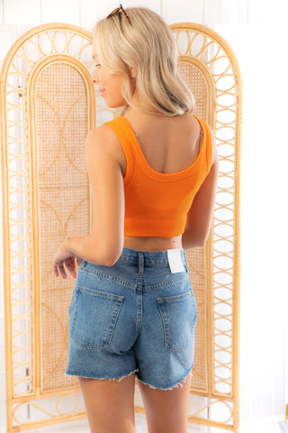 Busy Body Vibrant Orange Thick Rib Mini Tank-Dynamic Fashion-L. Mae Boutique