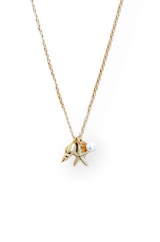 By The Shore Gold Shell Pearl Necklace-Luxe Group-L. Mae Boutique