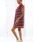 Care to Contrast Chestnut Striped Knit Dress-Dresses-Entro-L. Mae Boutique & Wild Mabel Clothing