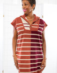 Care to Contrast Chestnut Striped Knit Dress-Dresses-Entro-L. Mae Boutique & Wild Mabel Clothing