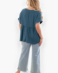 Chants Up Teal Short Sleeve Top-Tops-Entro-L. Mae Boutique & Wild Mabel Clothing