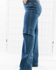 Chloe Dark Denim High Rise Wide Leg Full Length Jean-Bottoms-Judy Blue-L. Mae Boutique & Wild Mabel Clothing