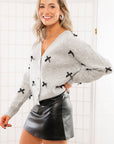 Claire Gray & Black Bow Cardigan-Tops-BiBi-L. Mae Boutique & Wild Mabel Clothing