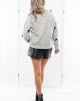 Claire Gray & Black Bow Cardigan-Tops-BiBi-L. Mae Boutique & Wild Mabel Clothing