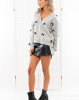 Claire Gray & Black Bow Cardigan-Tops-BiBi-L. Mae Boutique & Wild Mabel Clothing