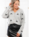 Claire Gray & Black Bow Cardigan-Tops-BiBi-L. Mae Boutique & Wild Mabel Clothing