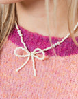 Claire Ivory Beaded Bow Necklace-Jewelry-Pannee-L. Mae Boutique & Wild Mabel Clothing