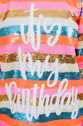 Colorful Striped It's My Birthday Sequin Dress-WHY Dress-L. Mae Boutique