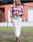 Cozy Up Cream Cable Knit Midi Skirt-Bottoms-Heyson-L. Mae Boutique & Wild Mabel Clothing