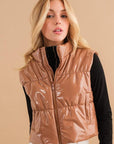 Cozy Up Quilted Puffer Zip Crop Vest-Outerwear-Blue B-L. Mae Boutique & Wild Mabel Clothing