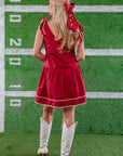 Crimson and White Tie Shoulder Mini Dress-Dresses-Entro-L. Mae Boutique & Wild Mabel Clothing