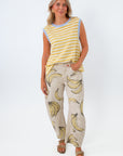 free people banana pant styled for summer with striped tank