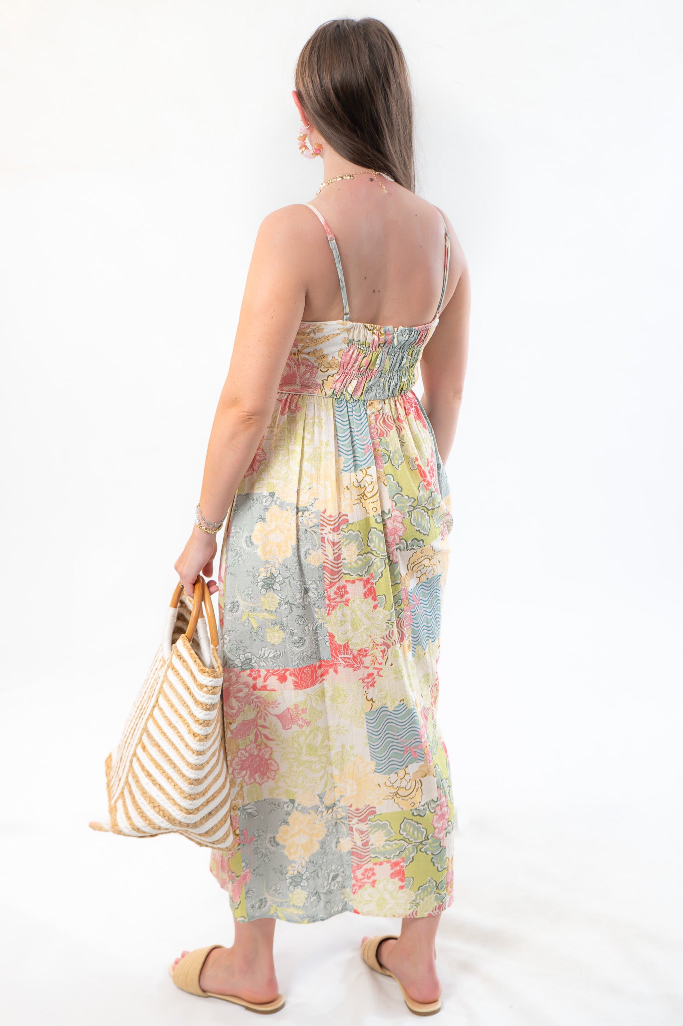 MinkPink Aurora Strappy Patchwork Midi Dress