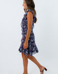 Y2K inspired asymmetrical floral dress retro boho paisley pattern mini chiffon