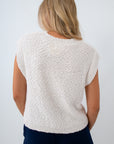 Teddy White Textured Sleeveless Sweater