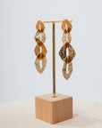 3-Tiered Gold Hammered Chain Earrings