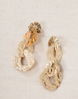 3-Tiered Gold Hammered Chain Earrings