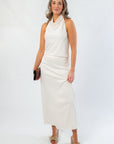 Simply Satin Ivory Cowl Neck Halter Top