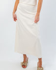 Simply Satin Ivory Slip Midi Skirt