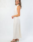 Simply Satin Ivory Cowl Neck Halter Top