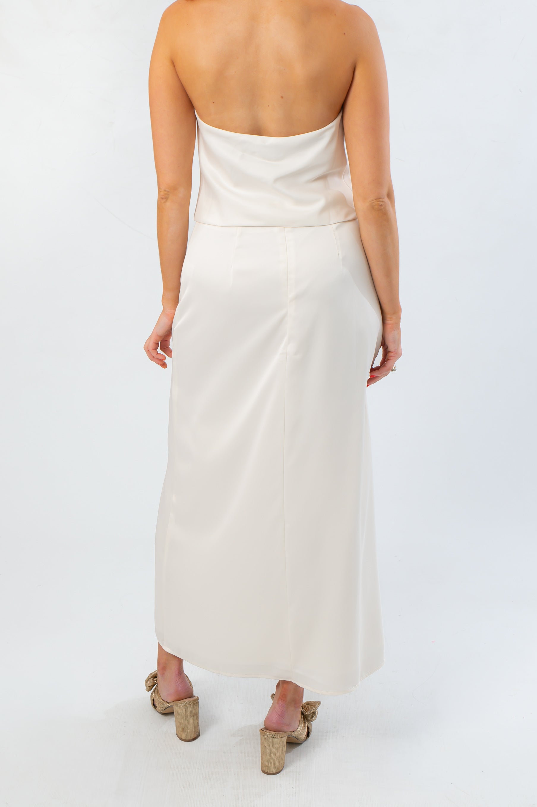 Simply Satin Ivory Slip Midi Skirt