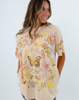 Casual oversized graphic tee with comfortable fit, casual oversized graphic tee with floral garden print