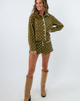 Olivia Green Polka Dot Button Front Short