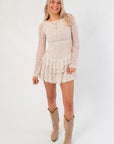 Free People Tea Tabby Lace Long Sleeve Mini Dress