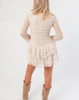 Free People Tea Tabby Lace Long Sleeve Mini Dress