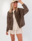 Espresso Oversized Brown Denim Jacket