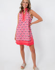 Fairway Floral Hot Pink Contrast Shift Dress with pockets, sleeveless, bold floral pattern, modest length, summer style