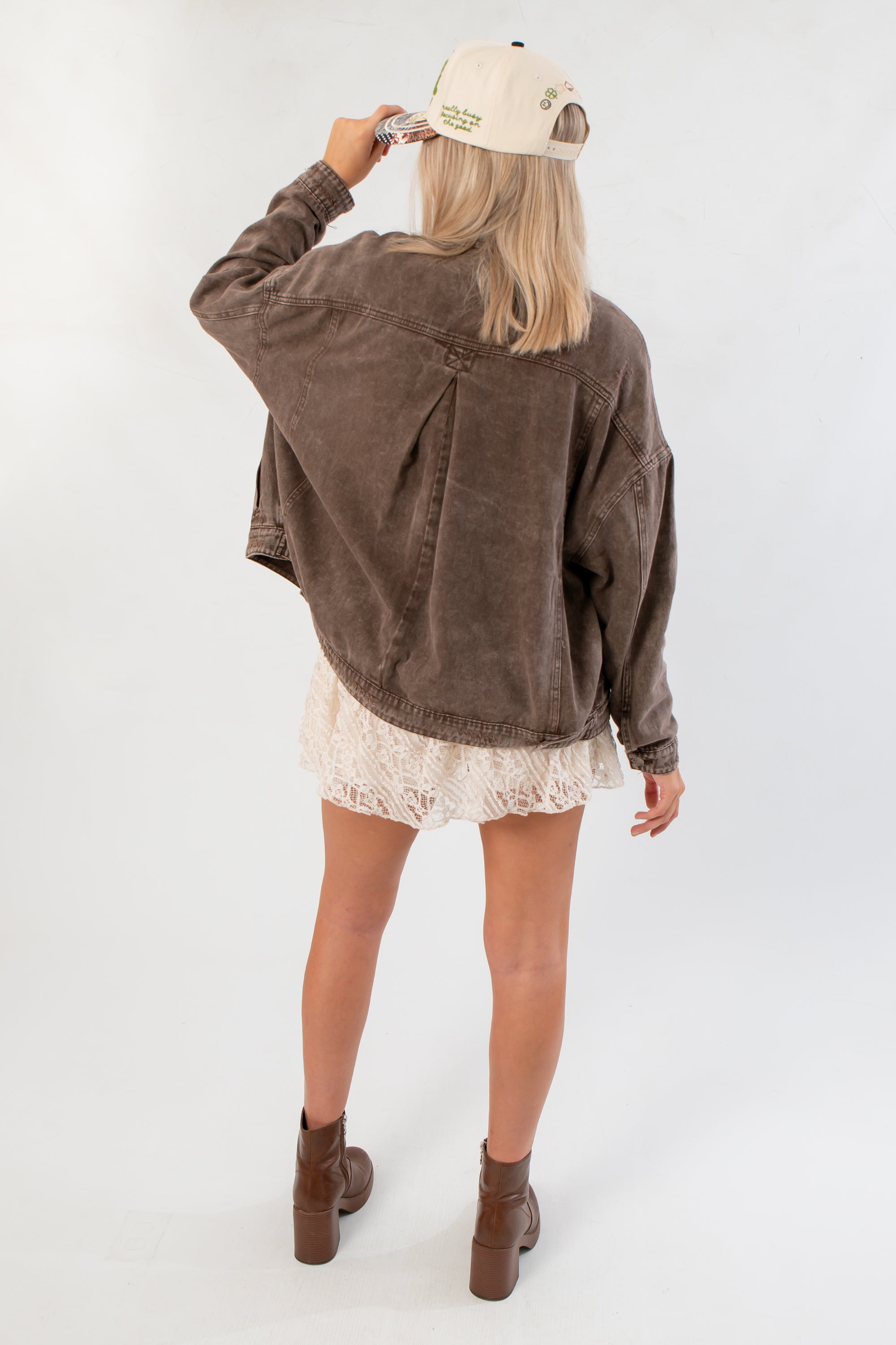 Espresso Oversized Brown Denim Jacket