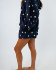 Spot On Navy Polka Dot Short with adjustable drawstring for perfect fit, navy and white polka dot lounge shorts