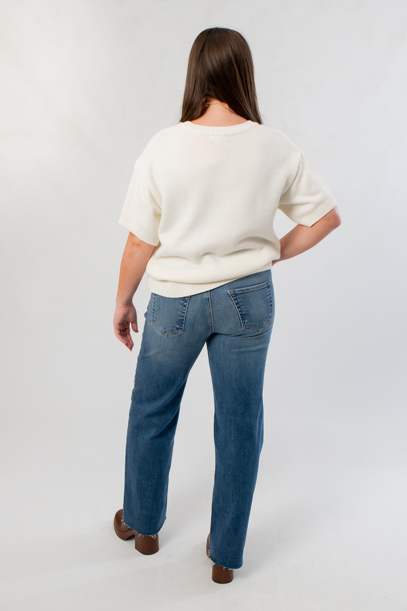It's Pumpkin Season Embroidered Short Sleeve Sweater