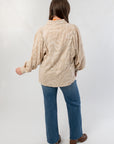 Taupe Tiger Stripe Button Down Blouse