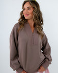 On The Go Mocha Shawl Collar Quarterzip