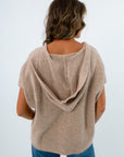 Button front hoodie cardigan in neutral tones, taupe sweater with button front, taupe sweater with hood, fall sweaters, neutral fall sweater