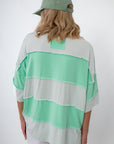 Seaglass Shine Mint Green Oversized Striped Knit Top