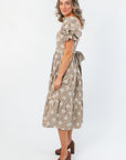 Ruthie Brown Plaid Tiered Midi Dress